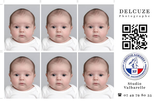 Photo d'identité bébé nourrisson Marseille – spécialiste photo bébé 0 2 mois conforme passeport – Studio Valbarelle 13010